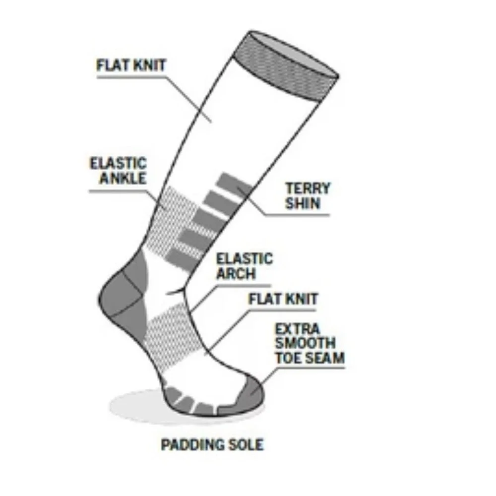 Eurosock Ski Zone 1112 Medium Weight Ski Socks Pink Grey Made in Italy Womens M